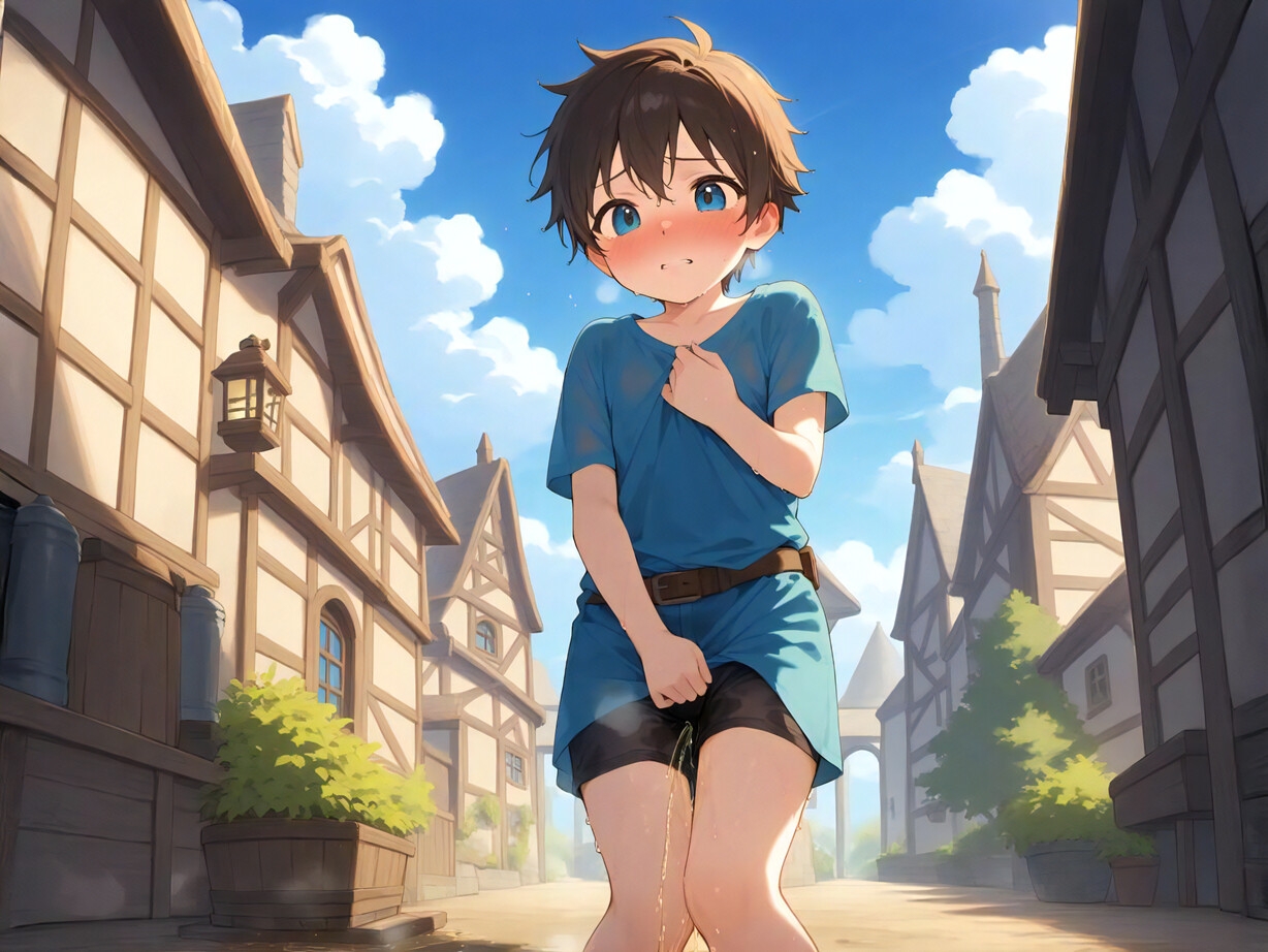 【おしっこ我慢】お地蔵さまに小便かけたら、おしっこ止まらなくなっちゃった男の子 画像1