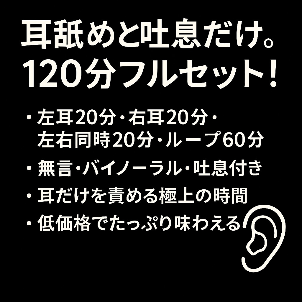 耳舐めと吐息だけ。左右同時/片耳/60分ループ付 画像1