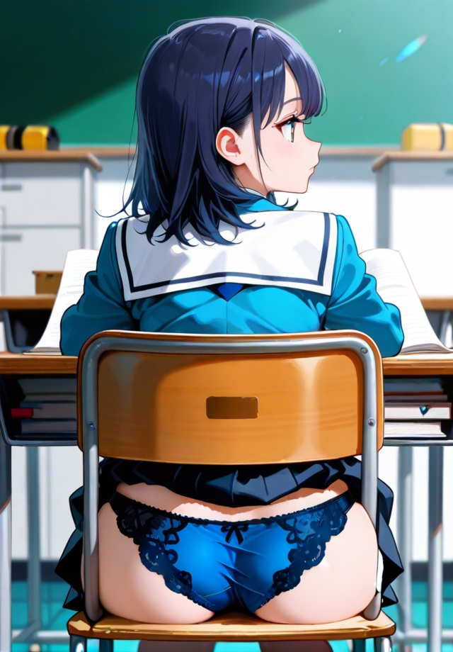 前の席の女子のスカートが捲れ上がっているのだが…。_6