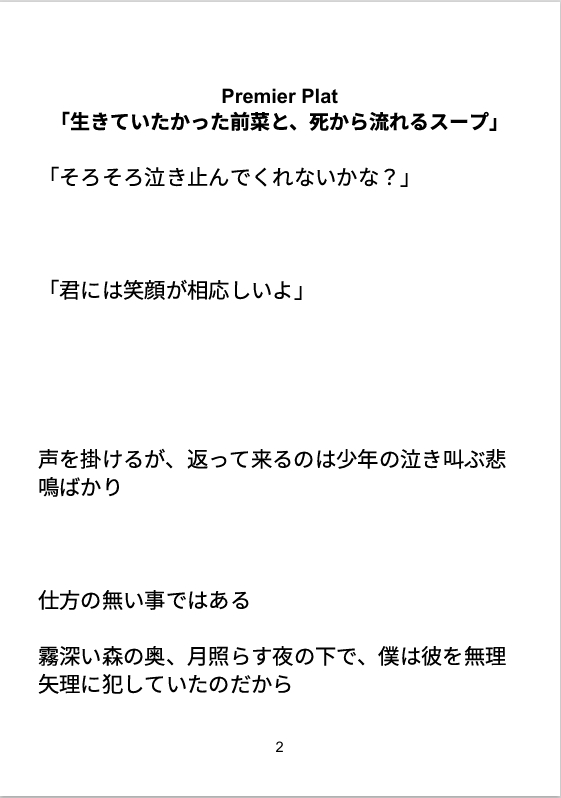 【短編集】 Hematophilia の ⾷卓