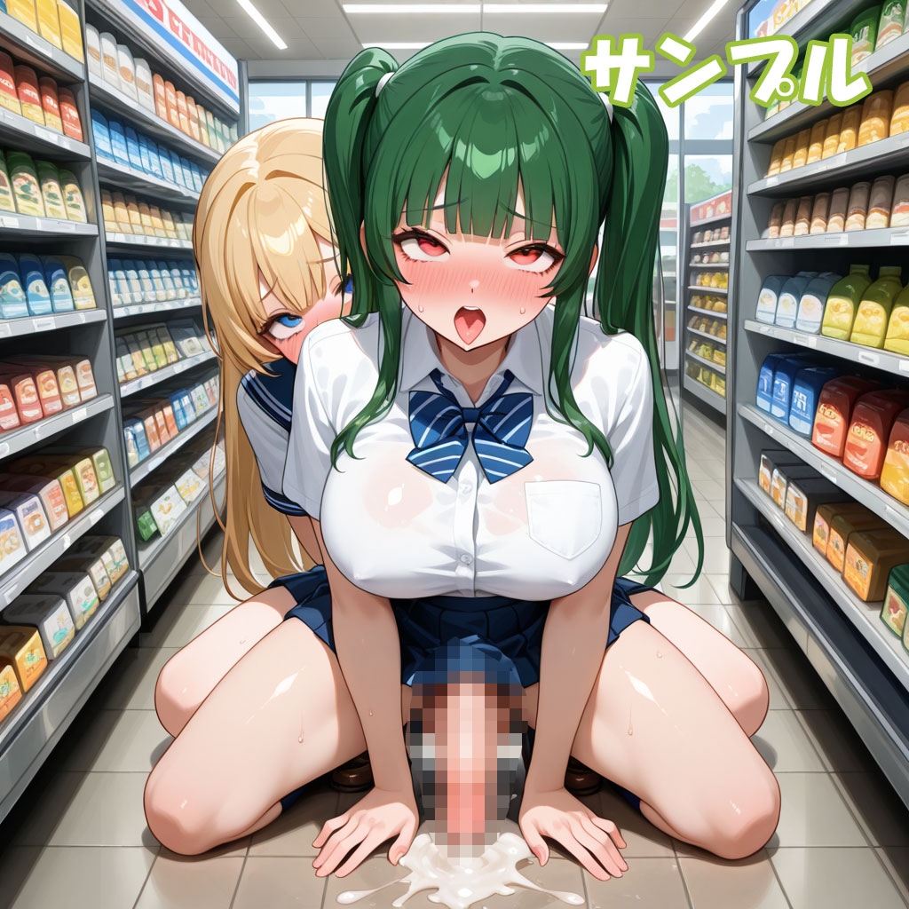 ふたなり彼女!ときどき彼女!3-2 金髪パッツンちゃん×緑ツインテちゃん<制服編&ヌード編> 画像8
