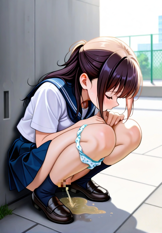 制服少女野外放尿 画像3