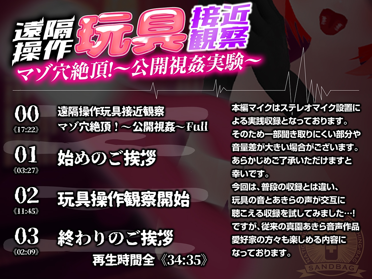 【実演収録】遠隔操作玩具接近観察☆マゾ穴絶頂！～公開視姦～【真園あきら/ハイレゾ音声】 画像2