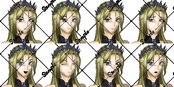 【ファンタジー/RPG向け】高貴な魔法使い/女王風 女性立ち絵素材(表情8種)