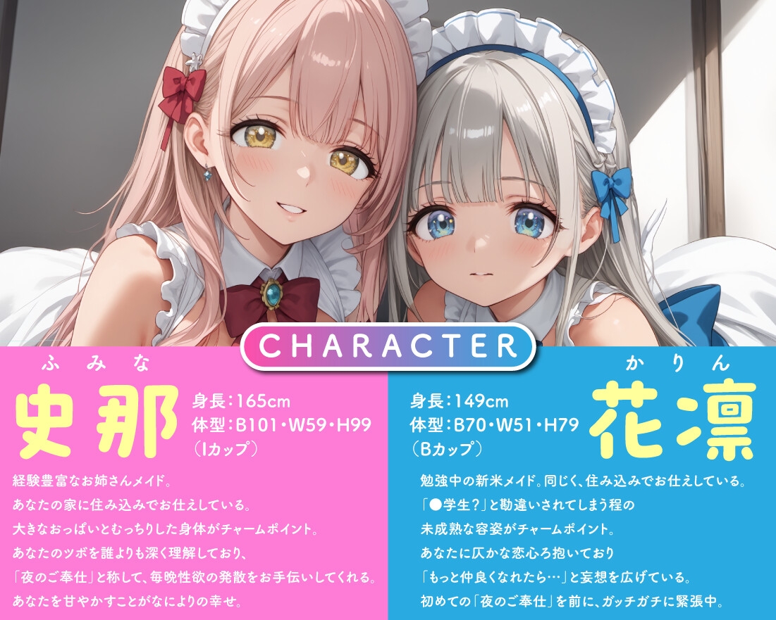 Wメイドの夜間ご奉仕 包容力満点のお姉さん&小動物系美少女【KU100】 画像1