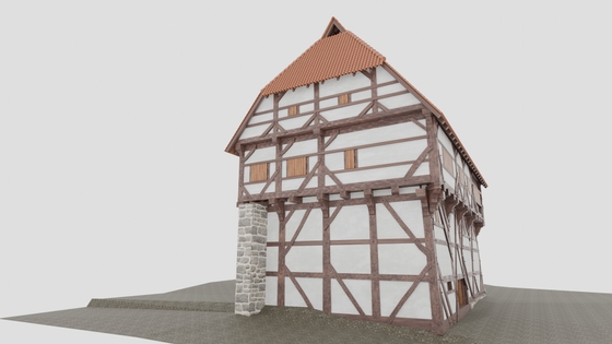 3DCG ドイツの中世ハーフティンバー建築(pfullendorf altes haus) [ペンとサイコロ]