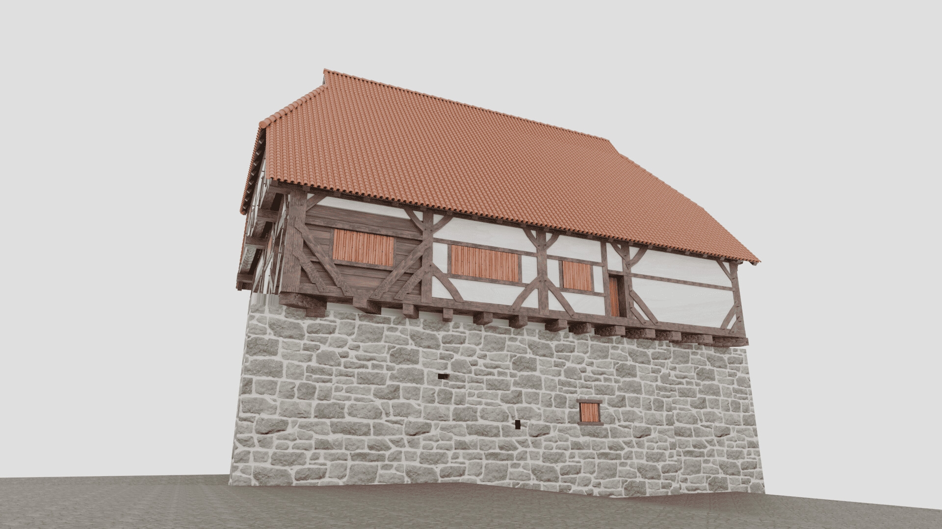 3DCG ドイツの中世ハーフティンバー建築(pfullendorf altes haus)