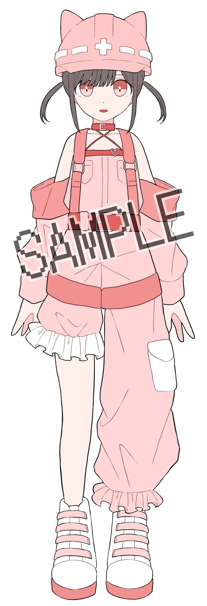 【立ち絵素材】ねこヘルメット女子 ピンク