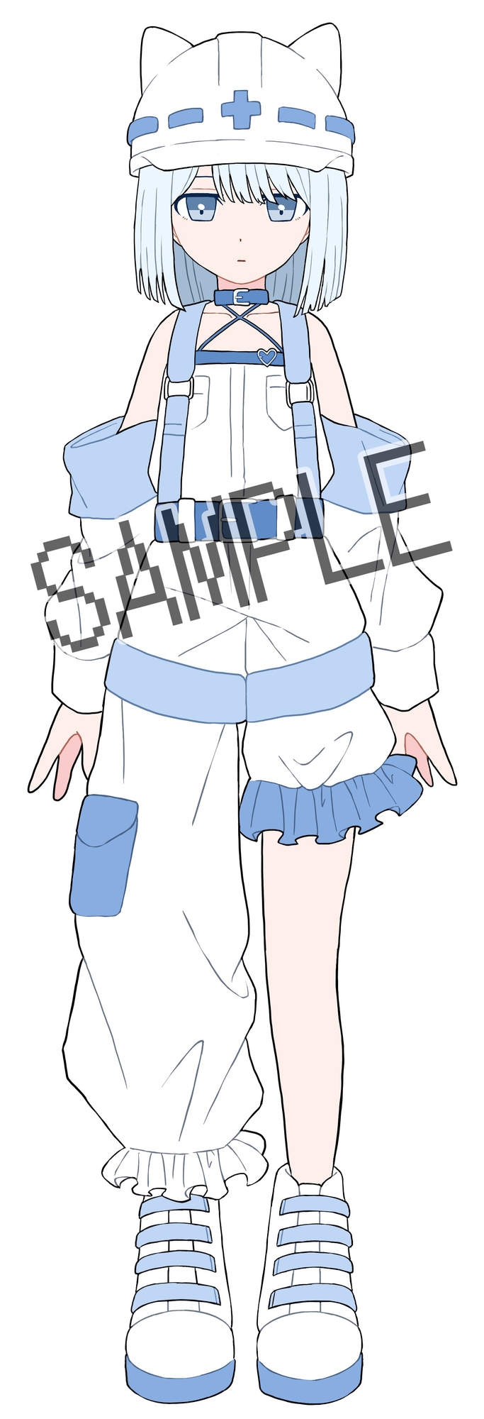 【立ち絵素材】ねこヘルメット女子 青