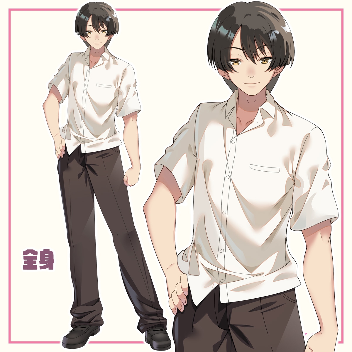 男子学生立ち絵素材01【表情17種】