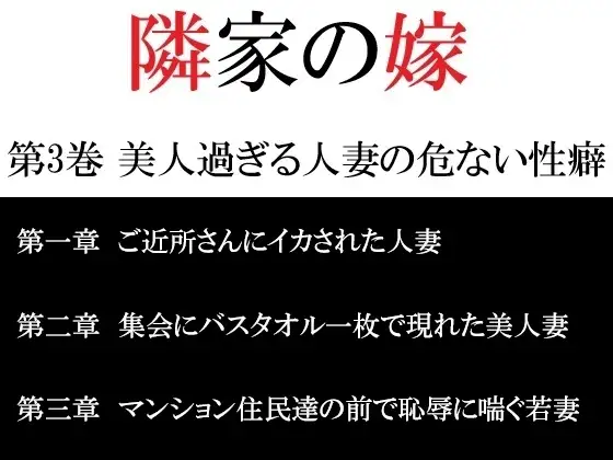 隣家の嫁 第3巻 美人過ぎる人妻の危ない性癖