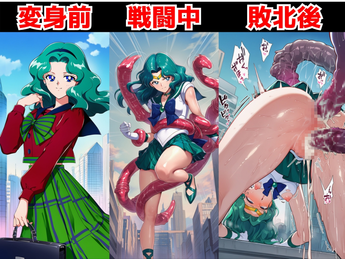 外部太陽系戦士はモンスターに連続中出しされてアヘ顔に！?【セーラー戦士異種姦種付け500枚】 画像2