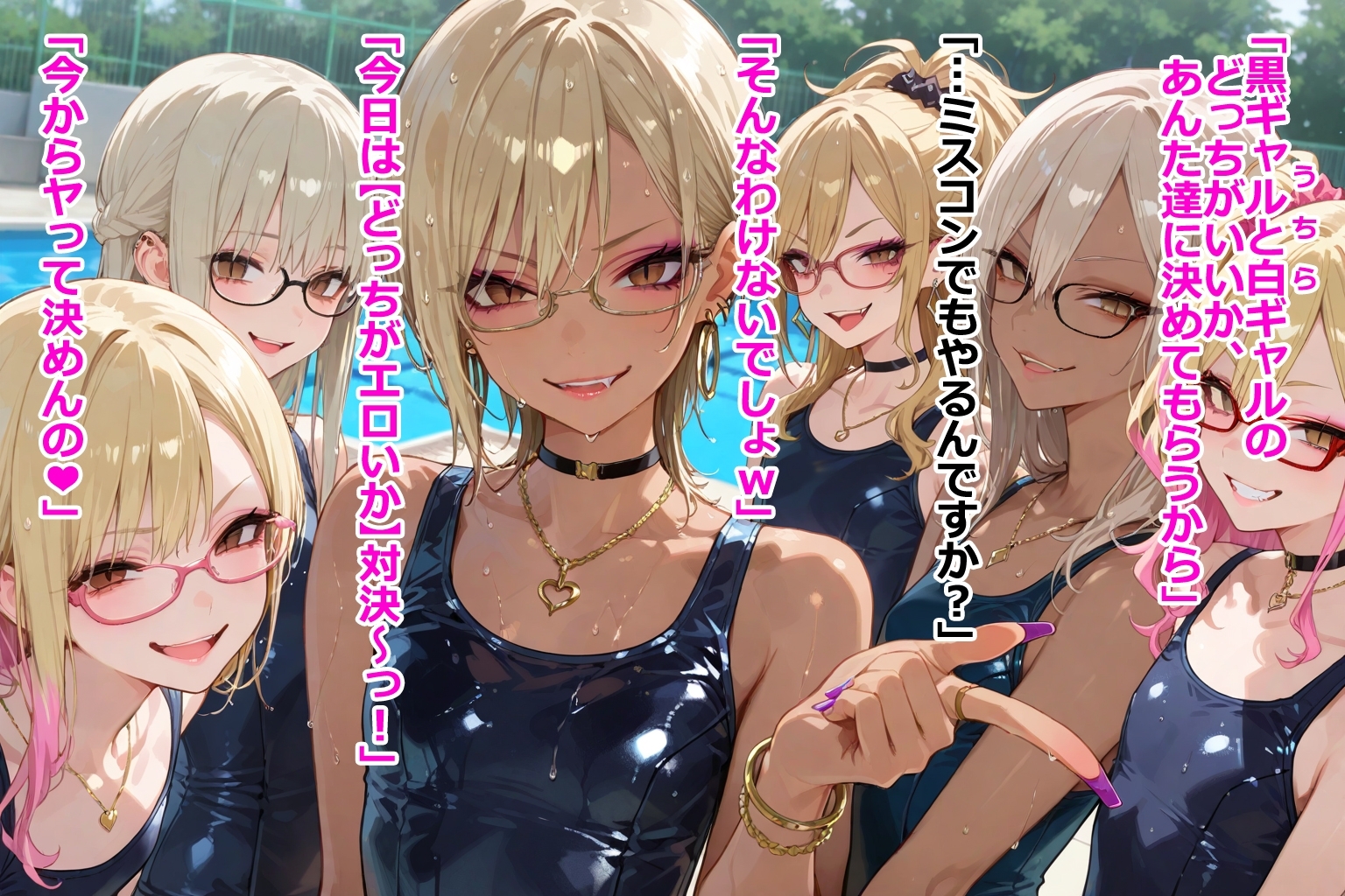 全員ちっぱい眼鏡ギャルの水泳部！スク水の黒ギャル白ギャルどっちがえっち?_1