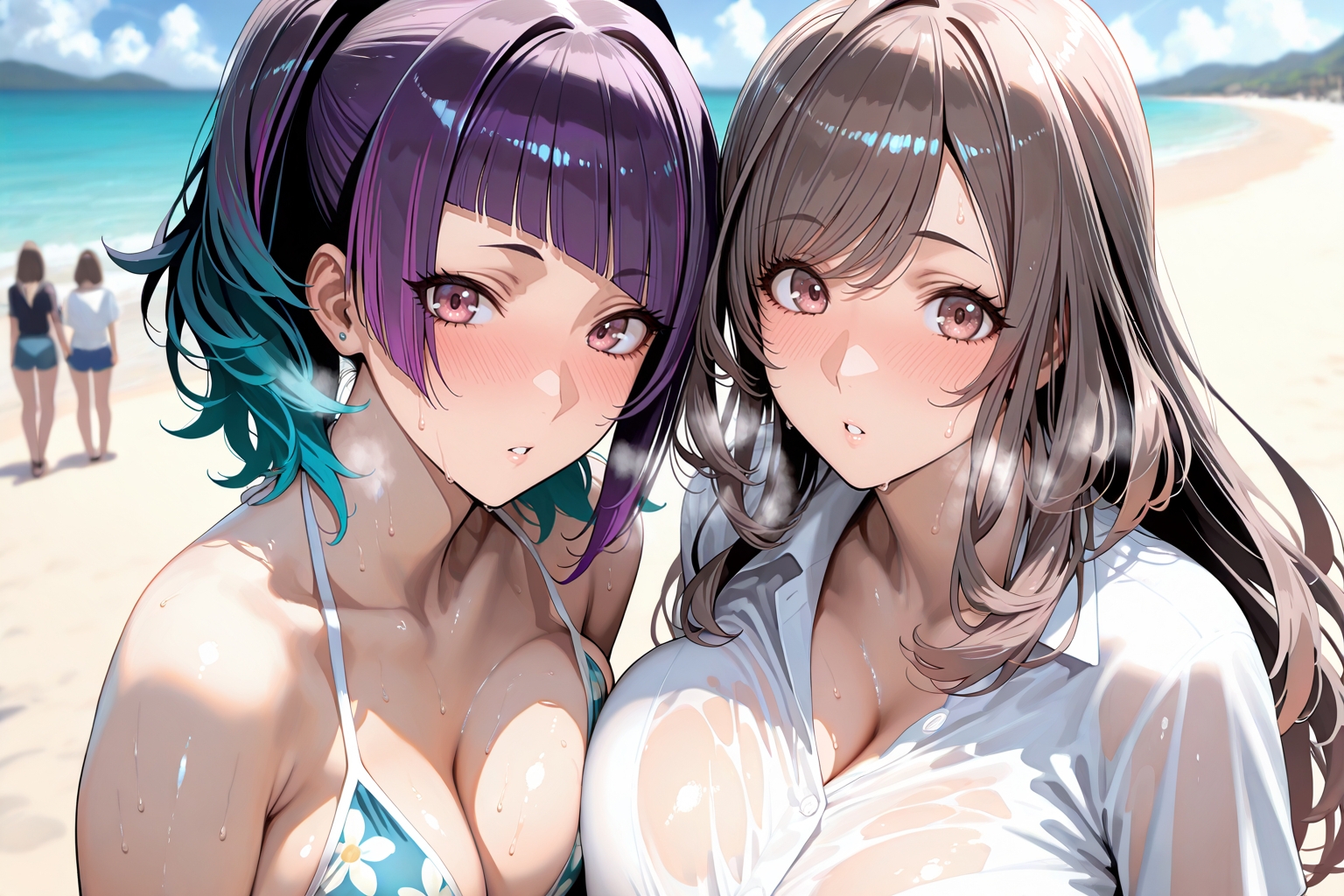 田○摩○々&月○恋○inビーチ 画像1
