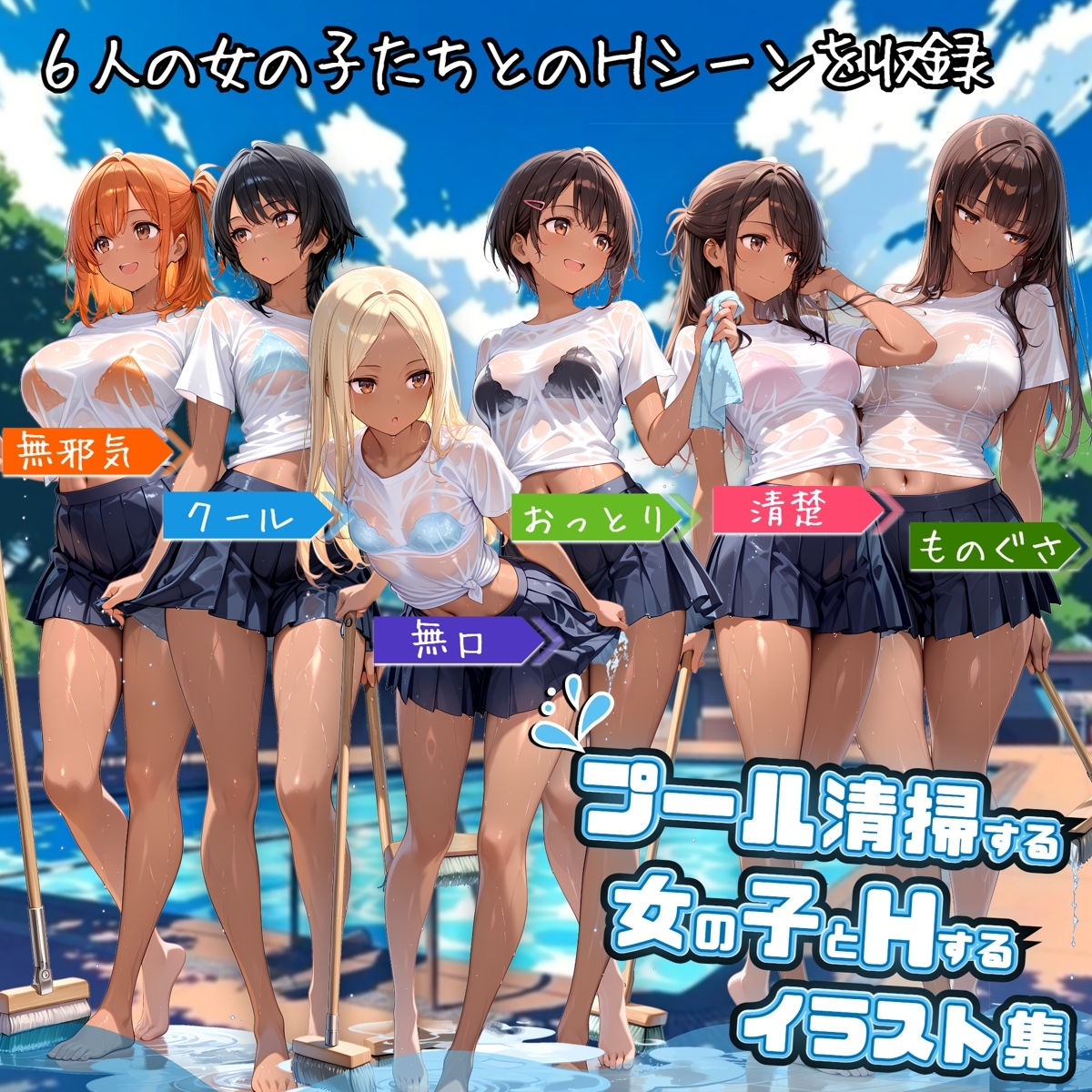 プール清掃する女の子とHするイラスト集 画像2