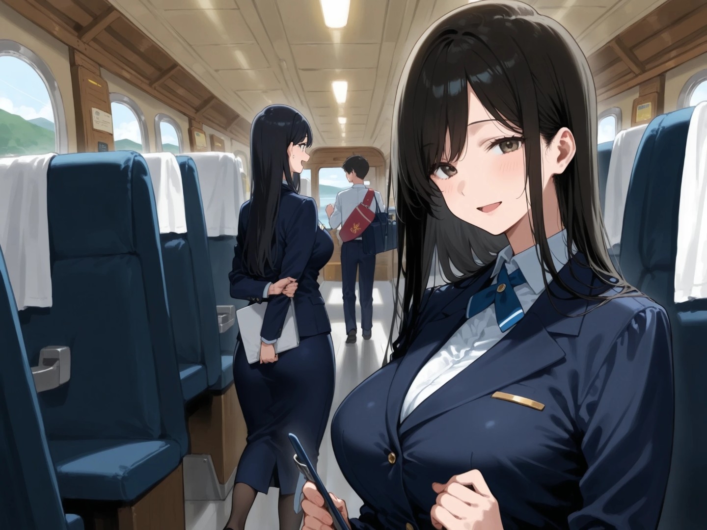 キャビンアテンダントがお客様を誘惑！?誘惑に負けるお客様と……イラスト集！ 画像1
