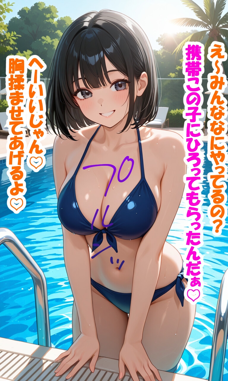わるぅーーっい♡水着の女の子が色仕掛け 文字あり 画像3