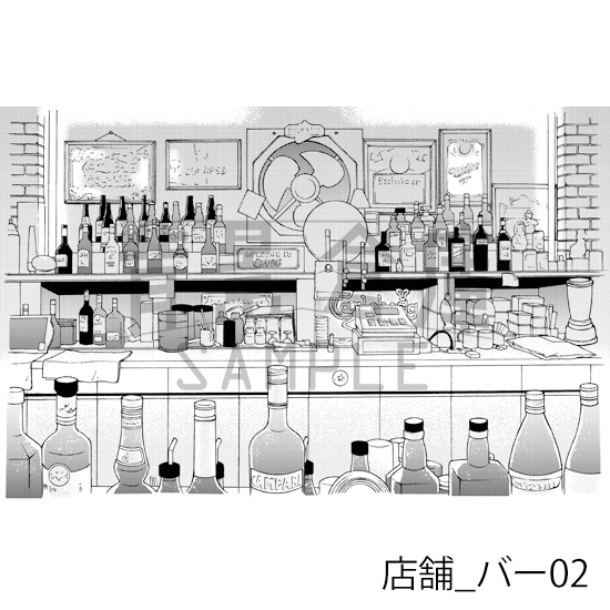 【トーンつき】店舗_背景素材集1(バー)