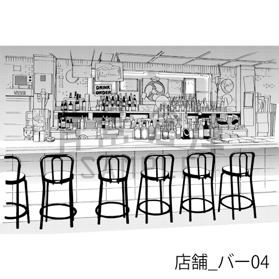 【トーンつき】店舗_背景素材集1(バー)