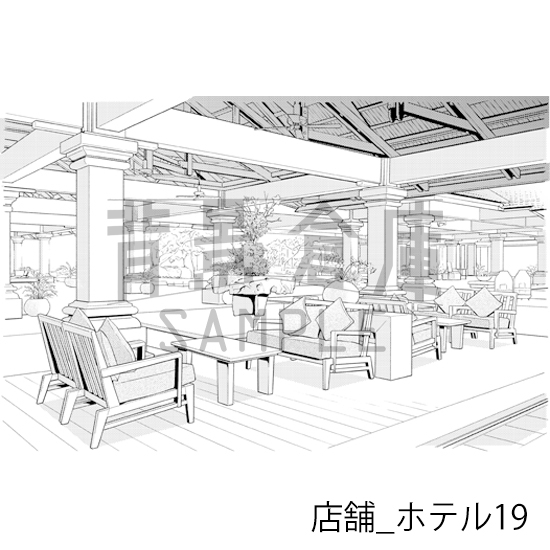 【トーンつき】店舗_背景素材集7(ホテル)