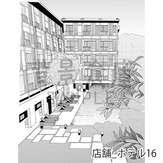 【トーンつき】店舗_背景素材集7(ホテル)