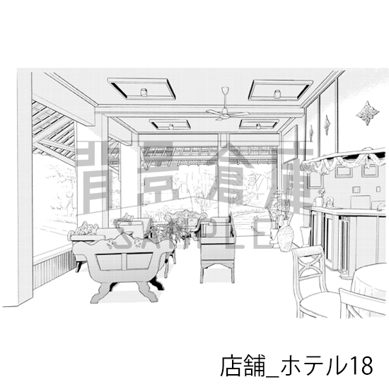 【トーンつき】店舗_背景素材集7(ホテル)