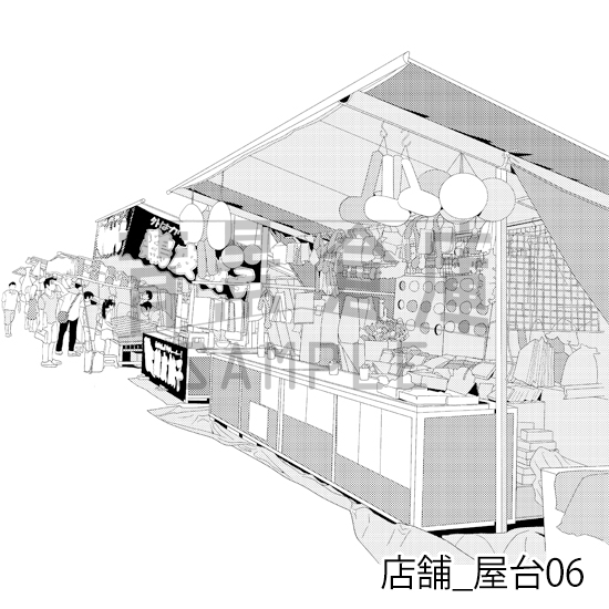 【トーンつき】店舗_背景素材集9(屋台)