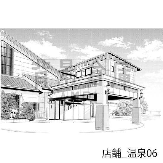 【トーンつき】店舗_背景素材集11(温泉)