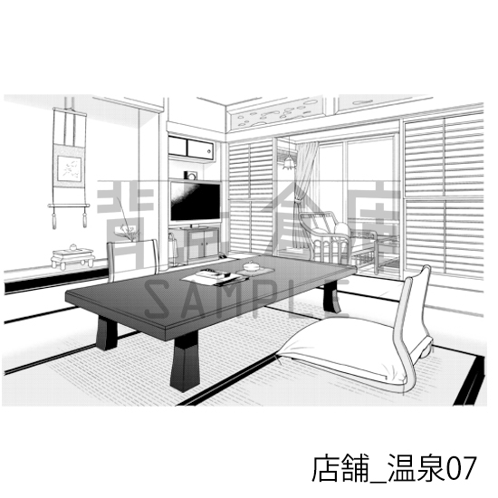 【トーンつき】店舗_背景素材集13(温泉)