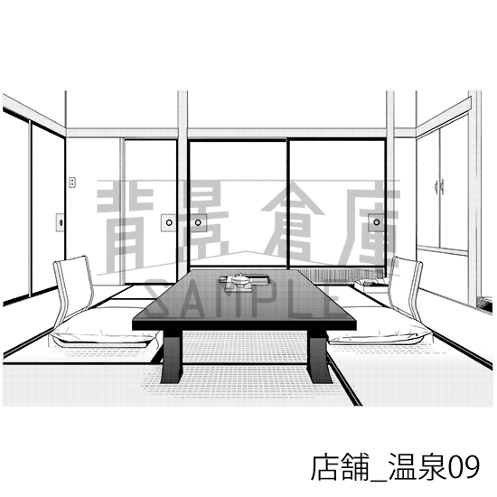 【トーンつき】店舗_背景素材集13(温泉)