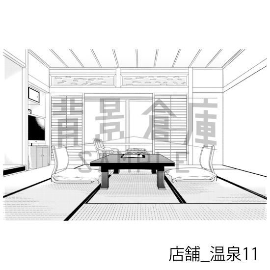 【トーンつき】店舗_背景素材集13(温泉)