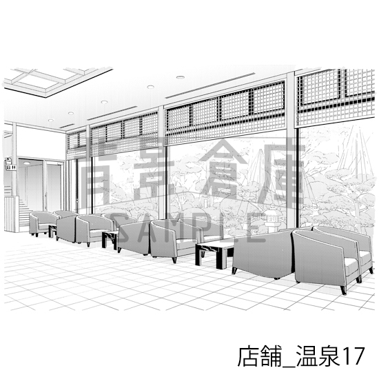【トーンつき】店舗_背景素材集15(温泉)