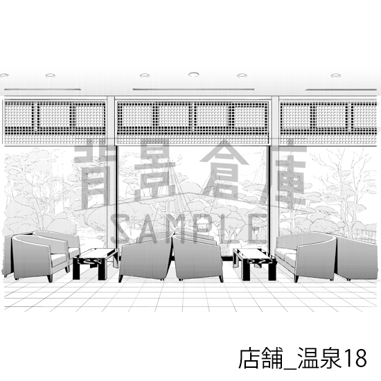 【トーンつき】店舗_背景素材集15(温泉)