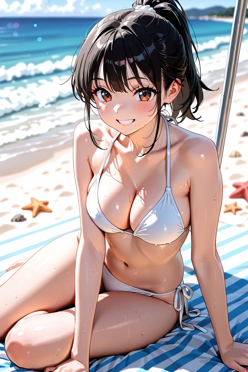 視線独占のビキニ彼女と物陰セックス 画像1