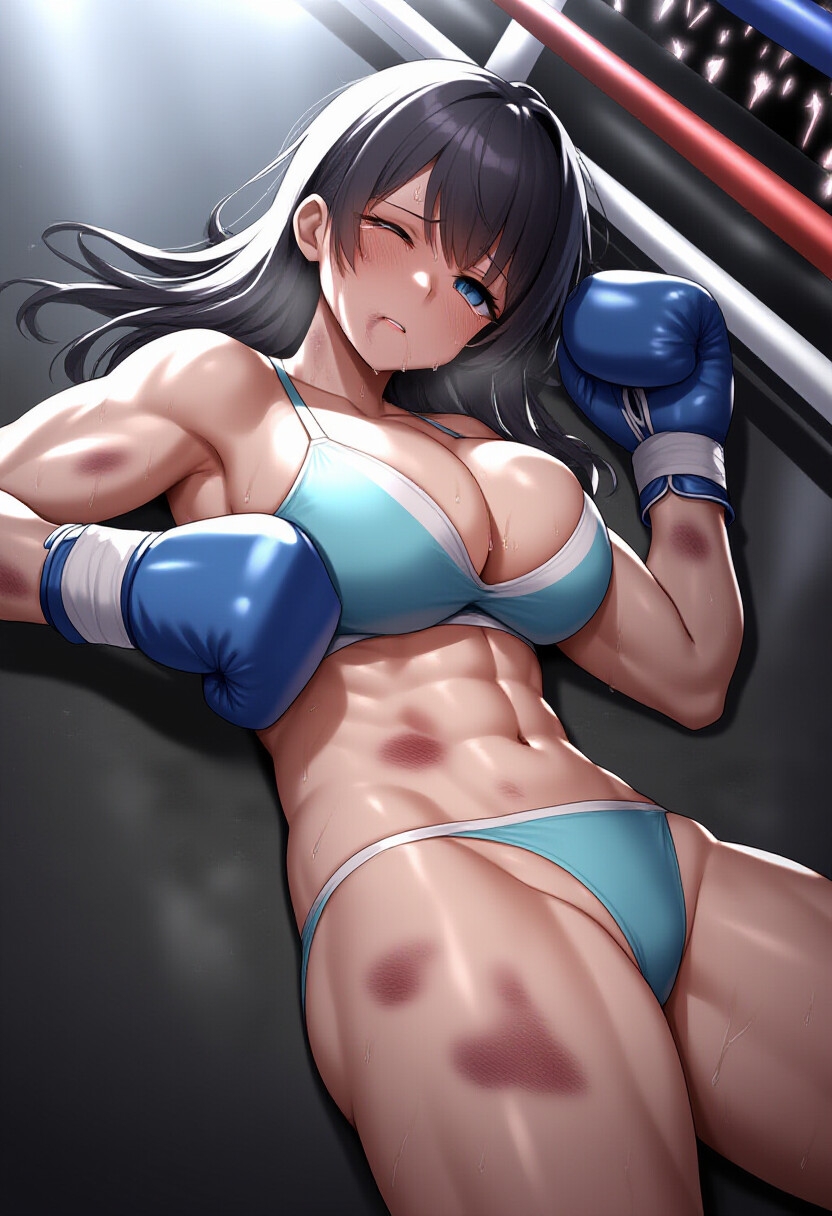 女子ボクシング美少女AIイラストコレクション4 ダウンポーズ編_1