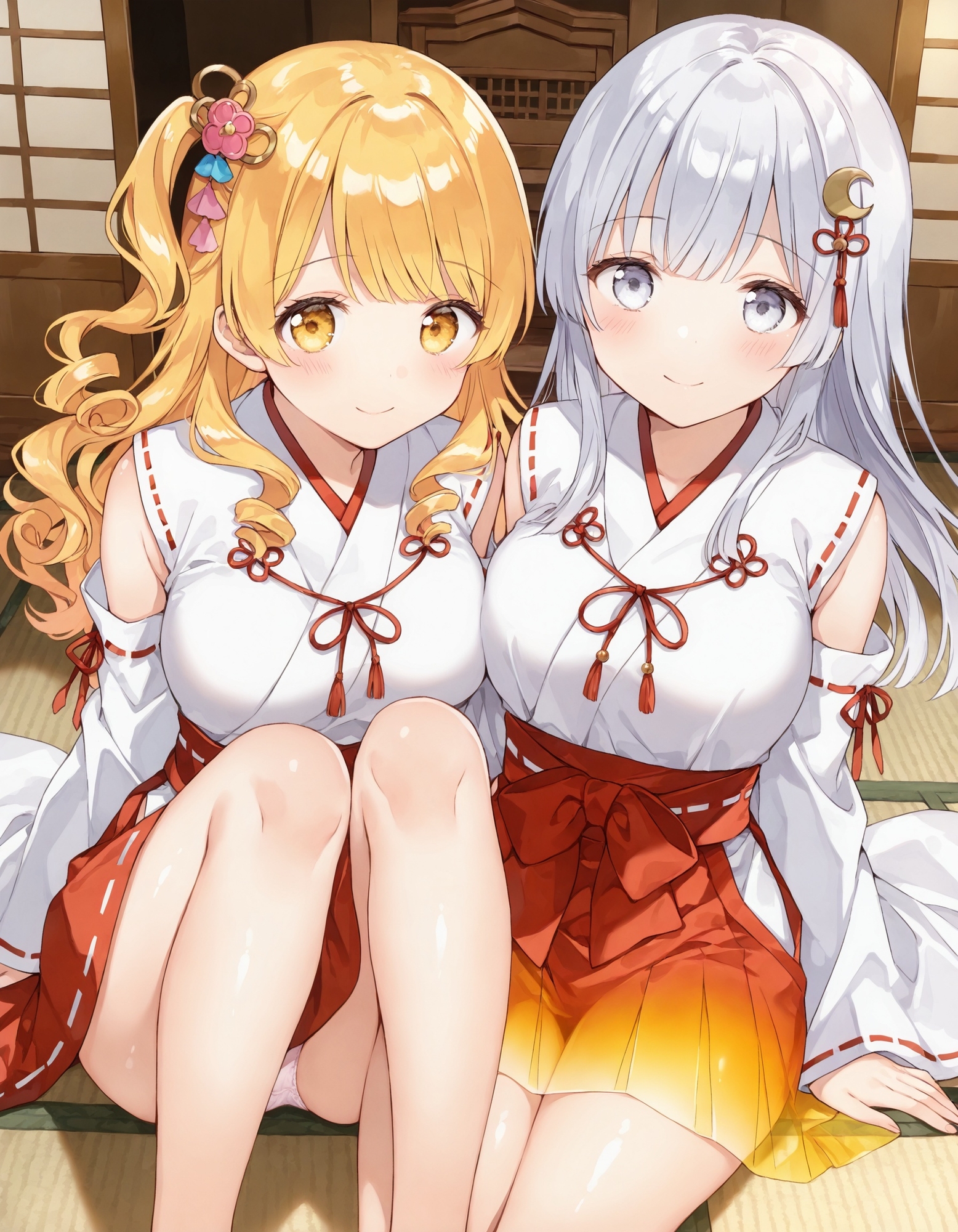 巫女コスで座りパンチラ_1