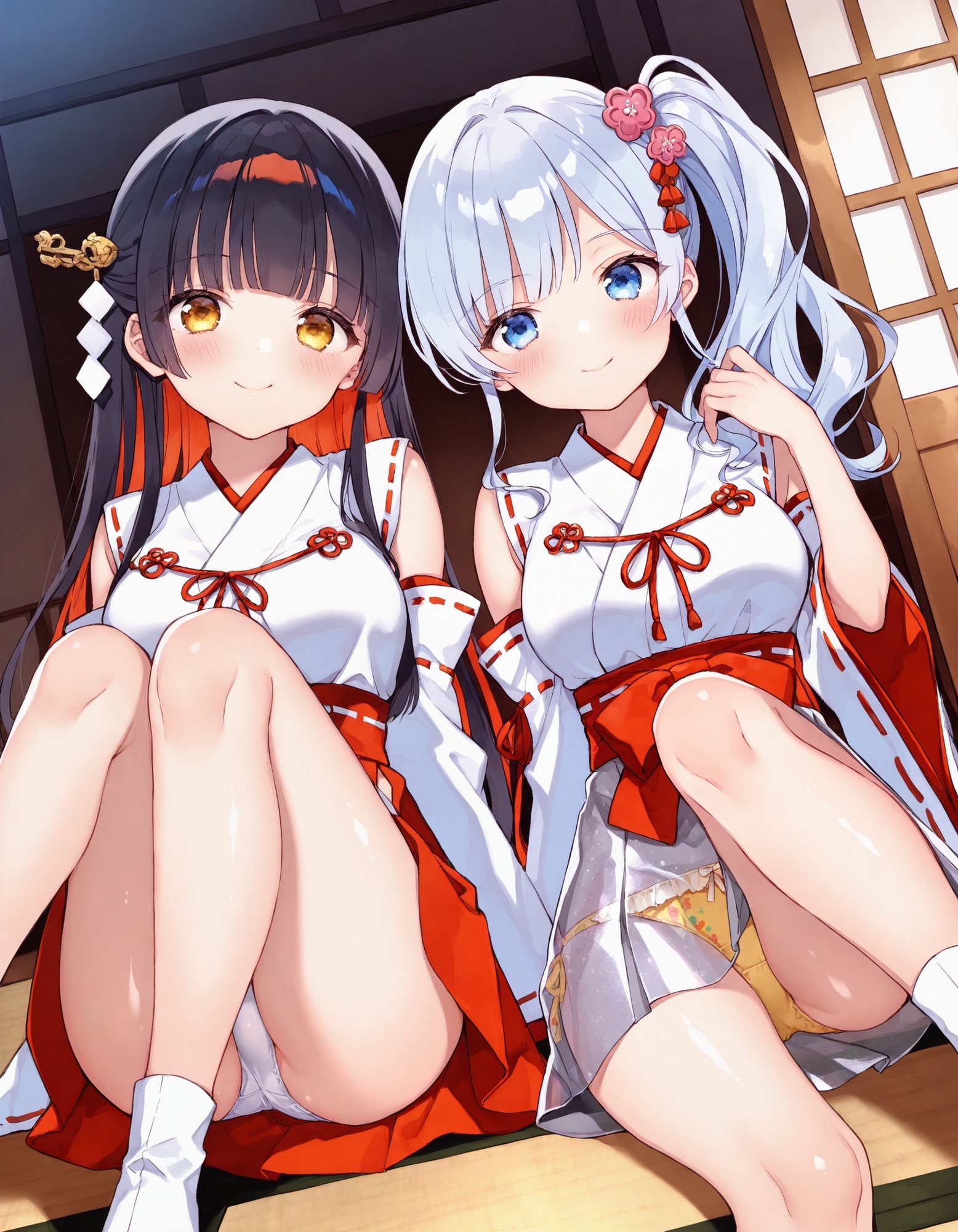 巫女コスで座りパンチラ_2
