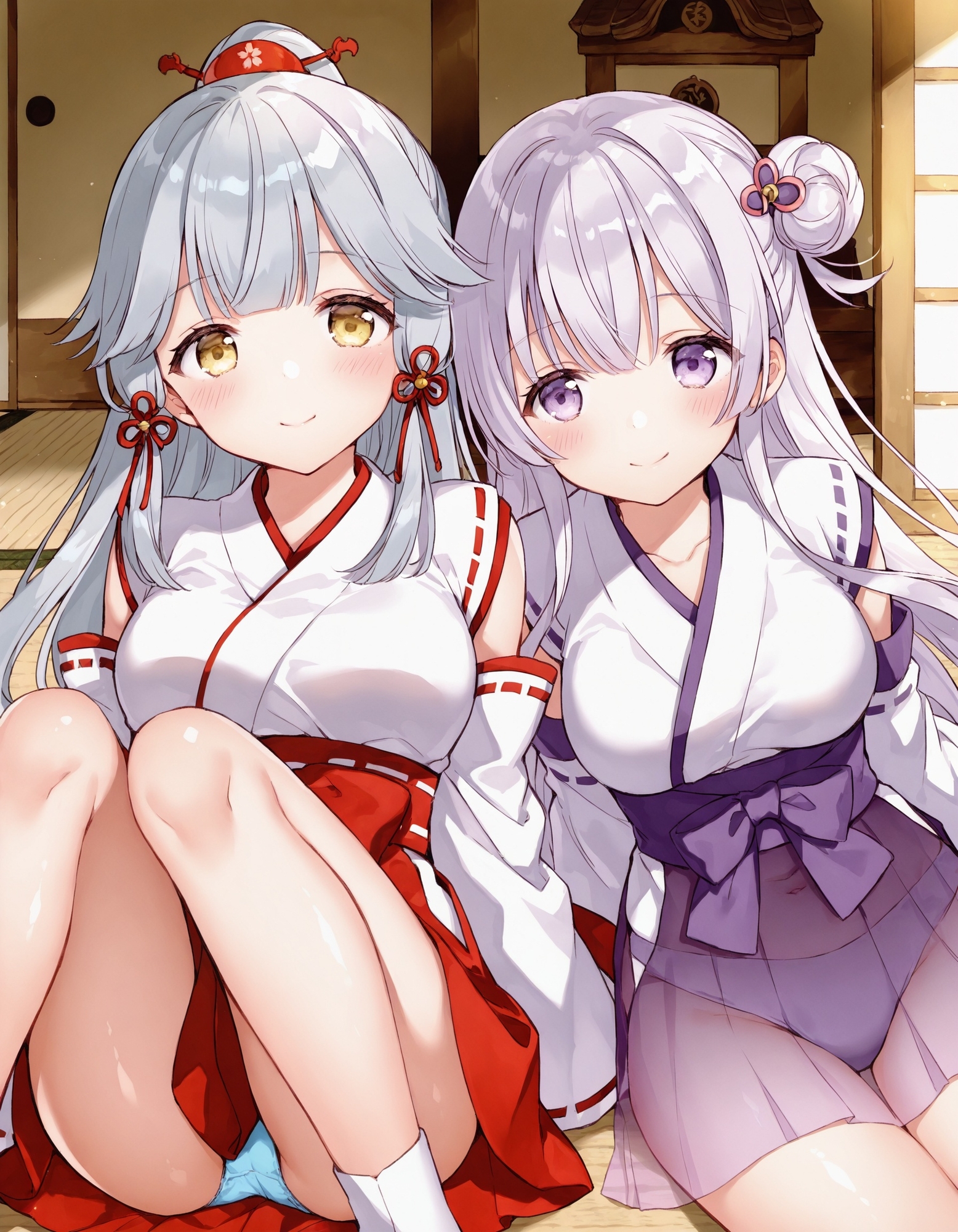 巫女コスで座りパンチラ_3