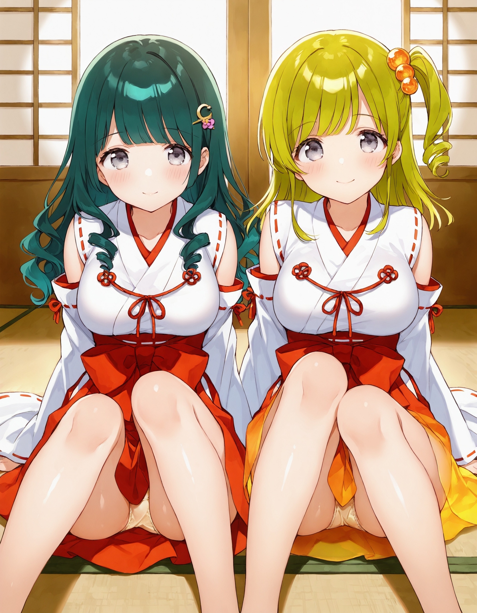 巫女コスで座りパンチラ_4