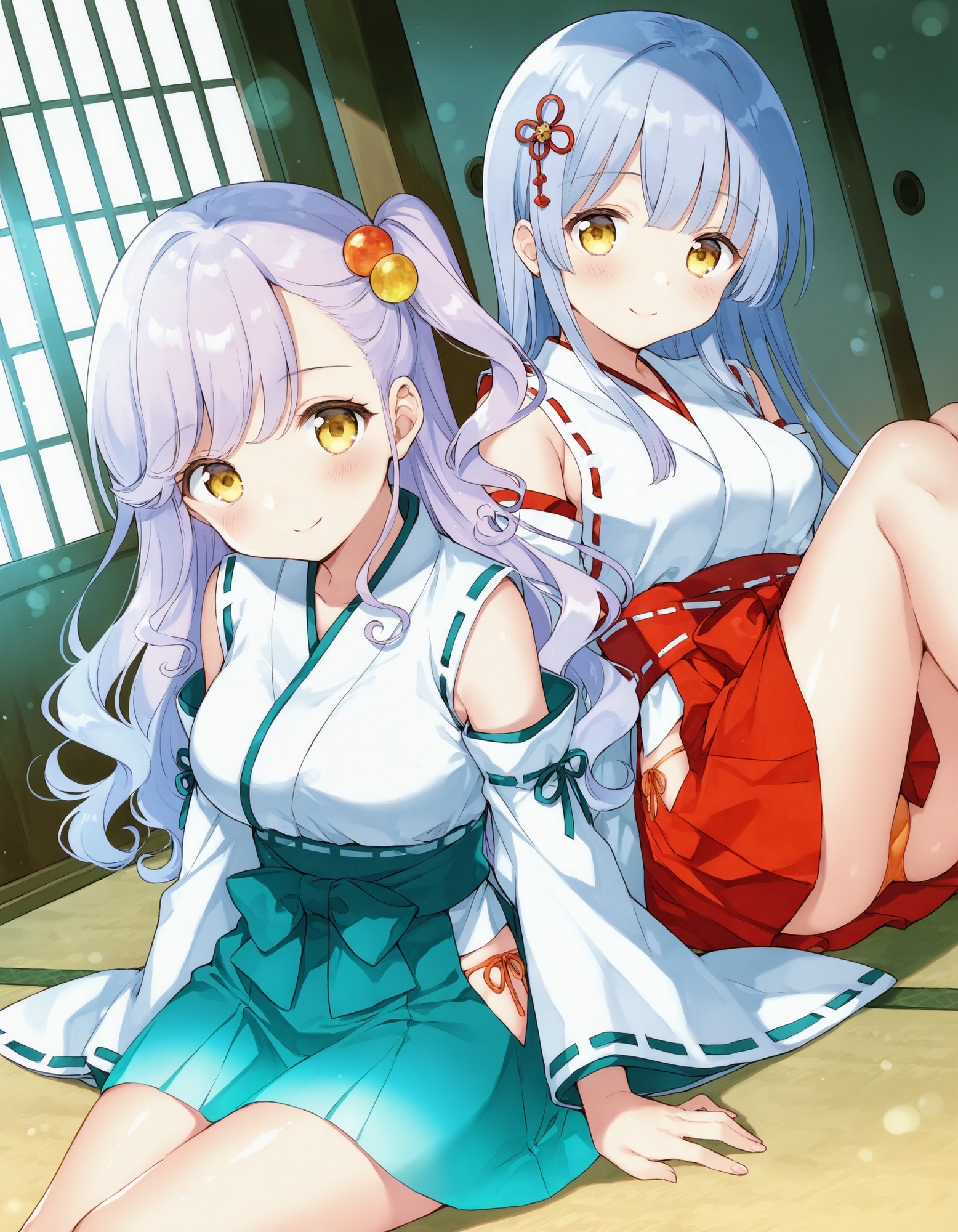 巫女コスで座りパンチラ_5