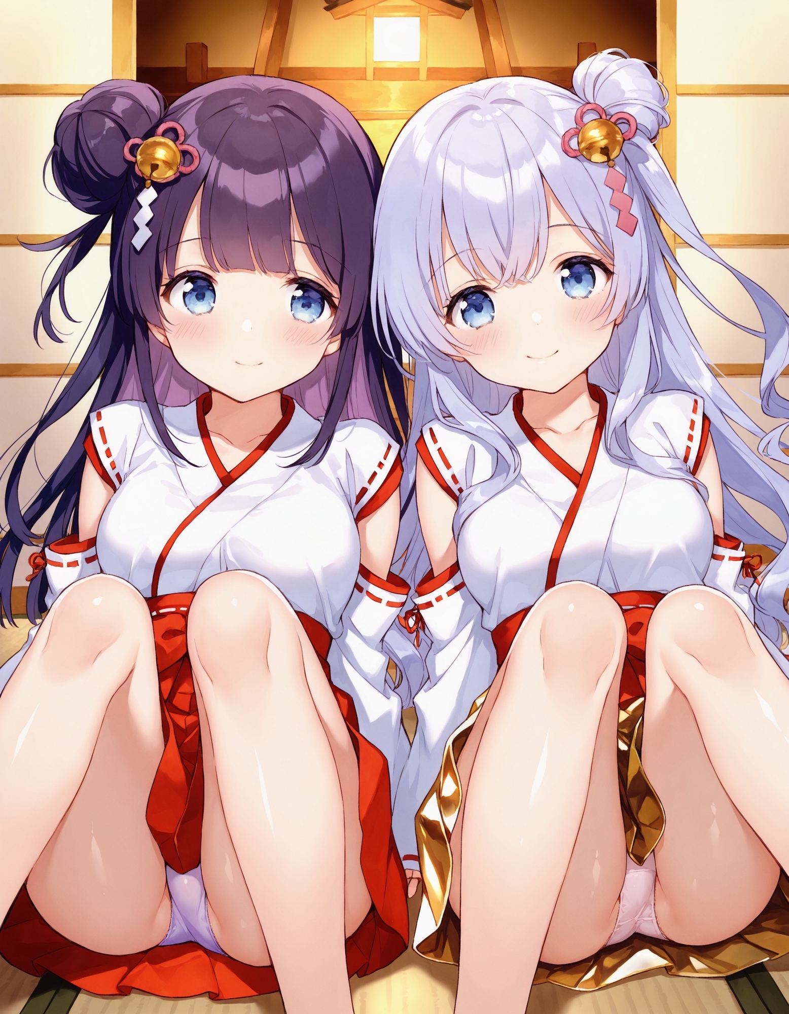 巫女コスで座りパンチラ_7