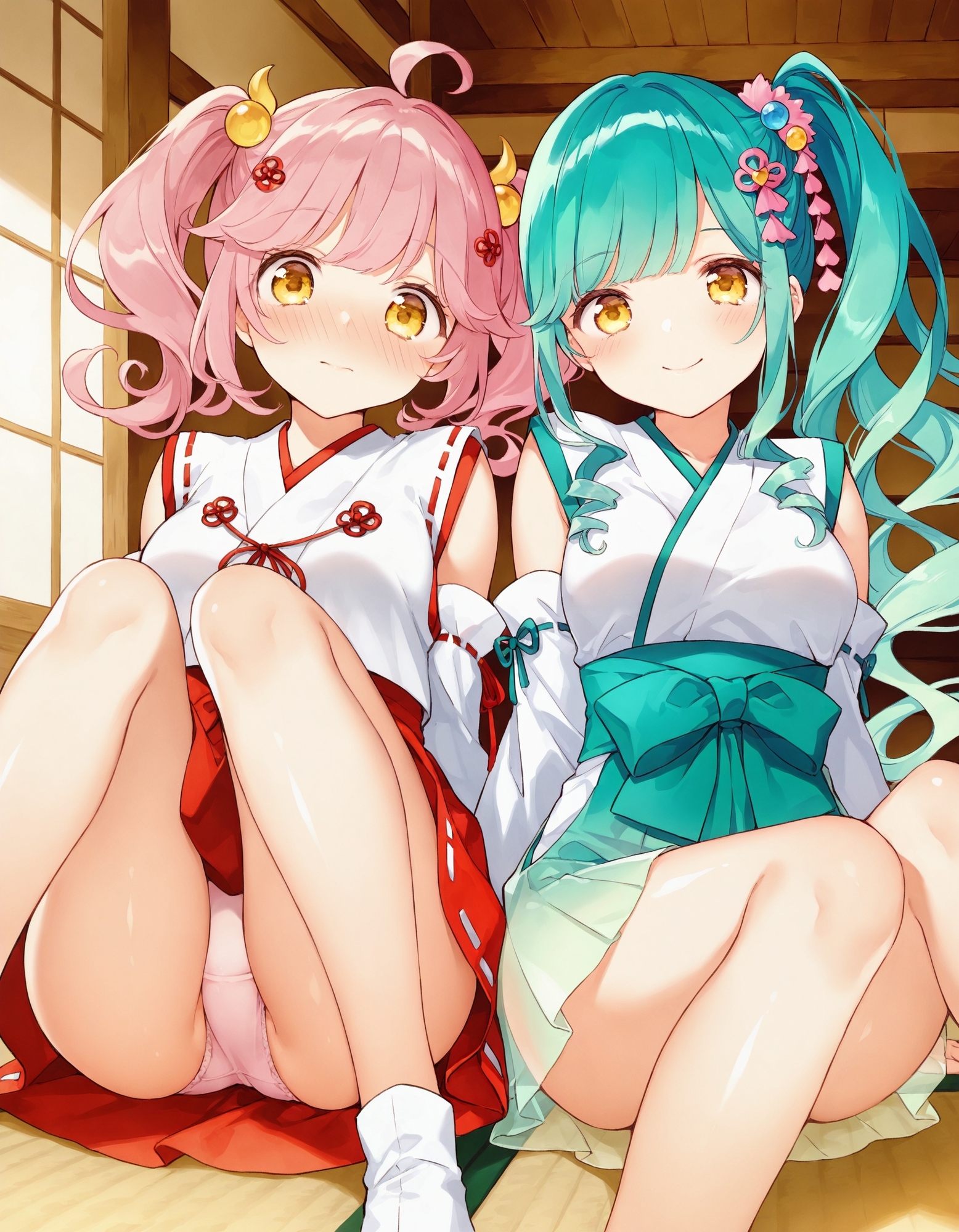 巫女コスで座りパンチラ_8