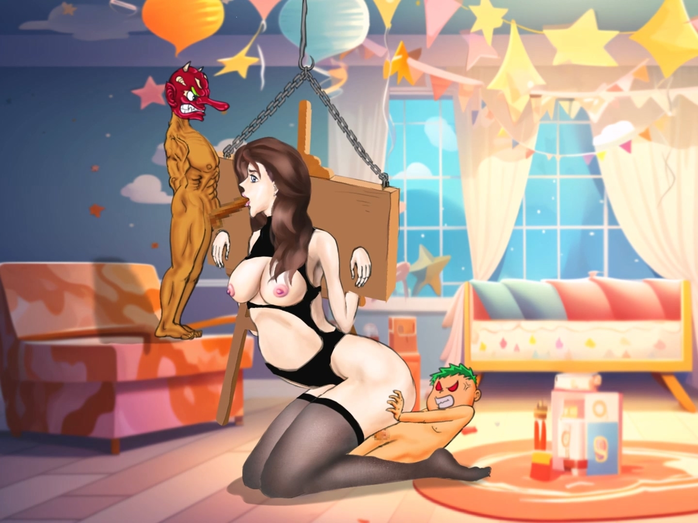 黒ストッキングの奴○少女がクラブで二人の兄弟に犯される 画像3