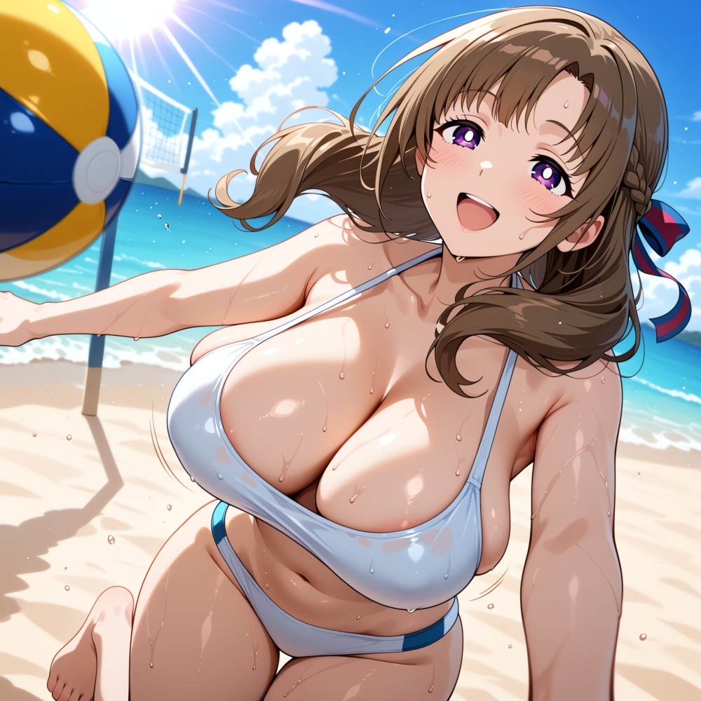 夏のビーチバレースポーツビキニコスプレ人妻カップル発情中出しHの夢18禁同人エロ画像CG集R-18 画像4