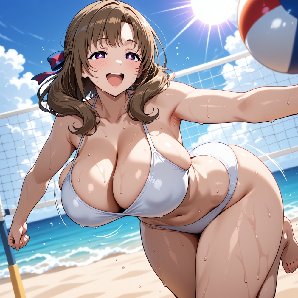 夏のビーチバレースポーツビキニコスプレ人妻カップル発情中出しHの夢18禁同人エロ画像CG集R-18 画像6