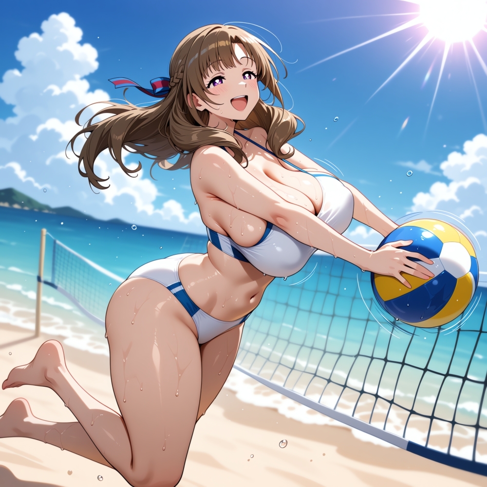 夏のビーチバレースポーツビキニコスプレ人妻カップル発情中出しHの夢18禁同人エロ画像CG集R-18 画像7