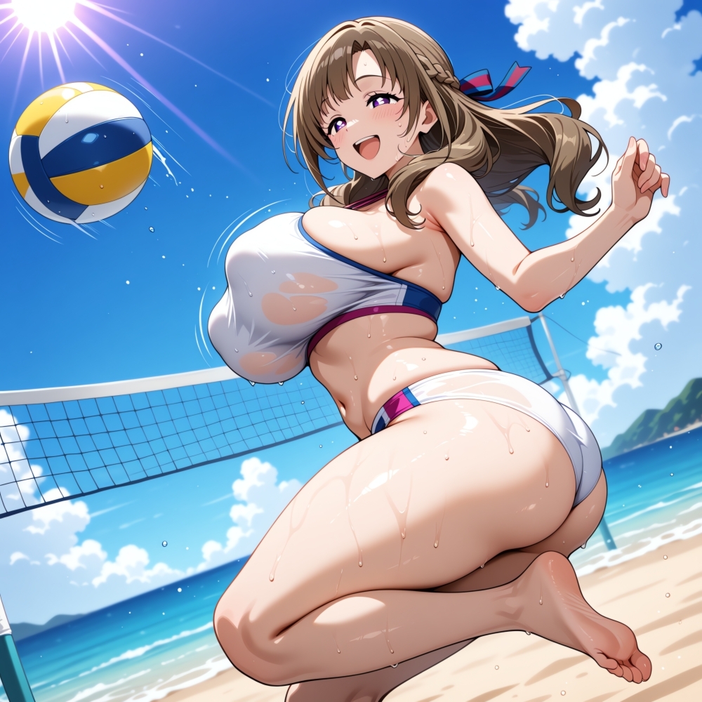 夏のビーチバレースポーツビキニコスプレ人妻カップル発情中出しHの夢18禁同人エロ画像CG集R-18 画像8