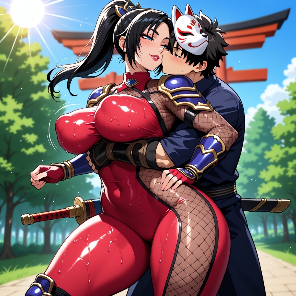 夏の狐面忍者コスプレ人妻カップル発情中出しHの夢18禁同人エロ画像CG集R-18 画像5