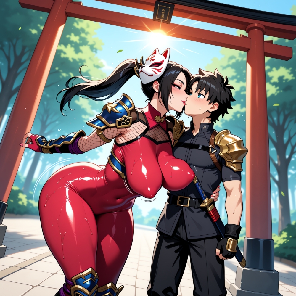夏の狐面忍者コスプレ人妻カップル発情中出しHの夢18禁同人エロ画像CG集R-18 画像6