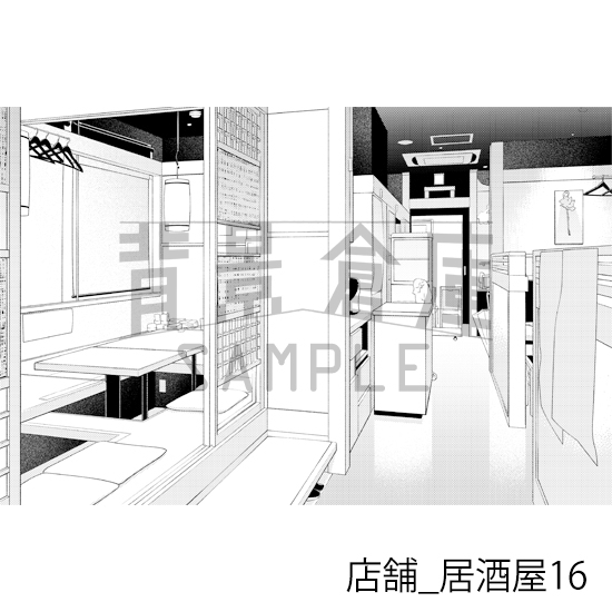 【トーンつき】店舗_背景素材集18(居酒屋)
